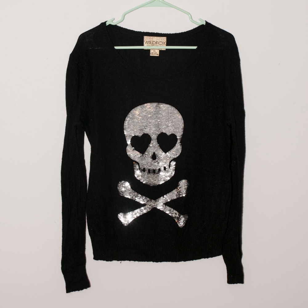 Wildfox Skull & Hearts Sweater